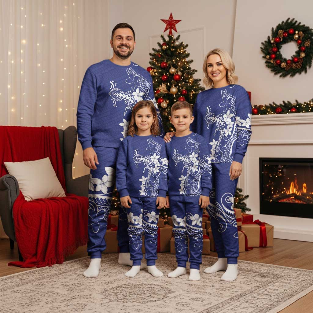 Blue Hawaii Christmas Pajama Set Hammerhead Shark Tattoo Curve Polynesian LT14 Men Blue - Polynesian Pride