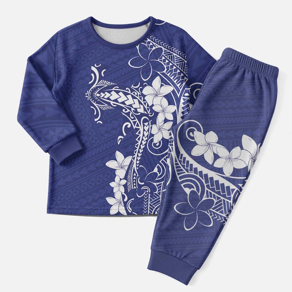 Blue Hawaii Christmas Pajama Set Hammerhead Shark Tattoo Curve Polynesian LT14 - Polynesian Pride
