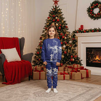 Blue Hawaii Christmas Pajama Set Hammerhead Shark Tattoo Curve Polynesian LT14 Kid Blue - Polynesian Pride