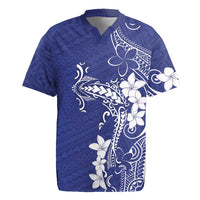 Blue Hawaii Rugby Jersey Hammerhead Shark Tattoo Curve Polynesian LT14 Blue - Polynesian Pride
