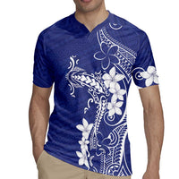 Blue Hawaii Rugby Jersey Hammerhead Shark Tattoo Curve Polynesian LT14 - Polynesian Pride