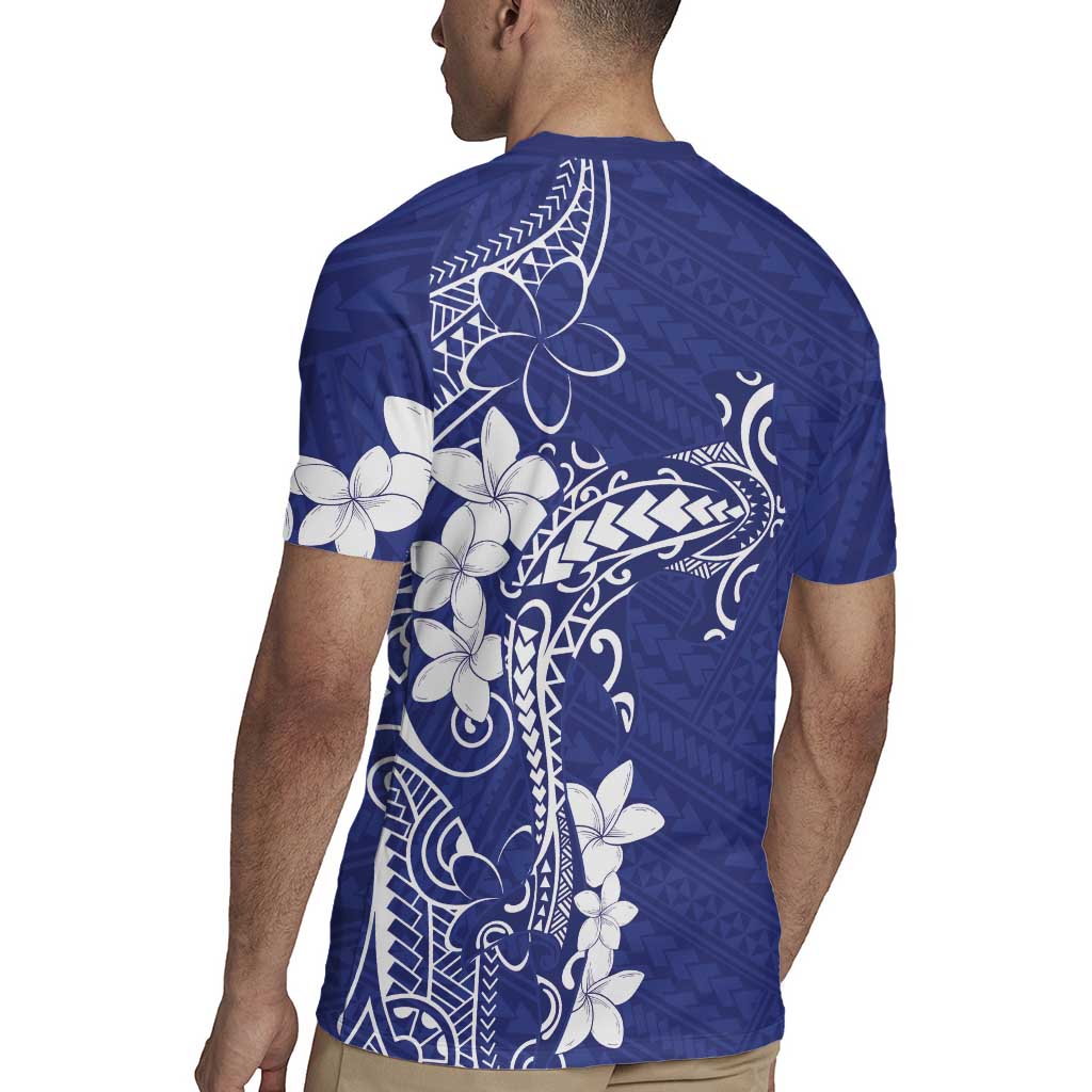 Blue Hawaii Rugby Jersey Hammerhead Shark Tattoo Curve Polynesian LT14 - Polynesian Pride