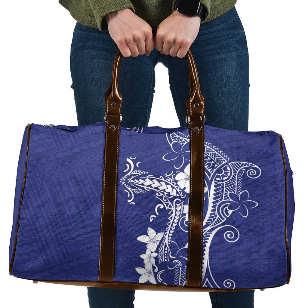 Blue Hawaii Travel Bag Hammerhead Shark Tattoo Curve Polynesian - Polynesian Pride