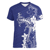 Blue Hawaii Women V-Neck T-Shirt Hammerhead Shark Tattoo Curve Polynesian LT14 Female Blue - Polynesian Pride