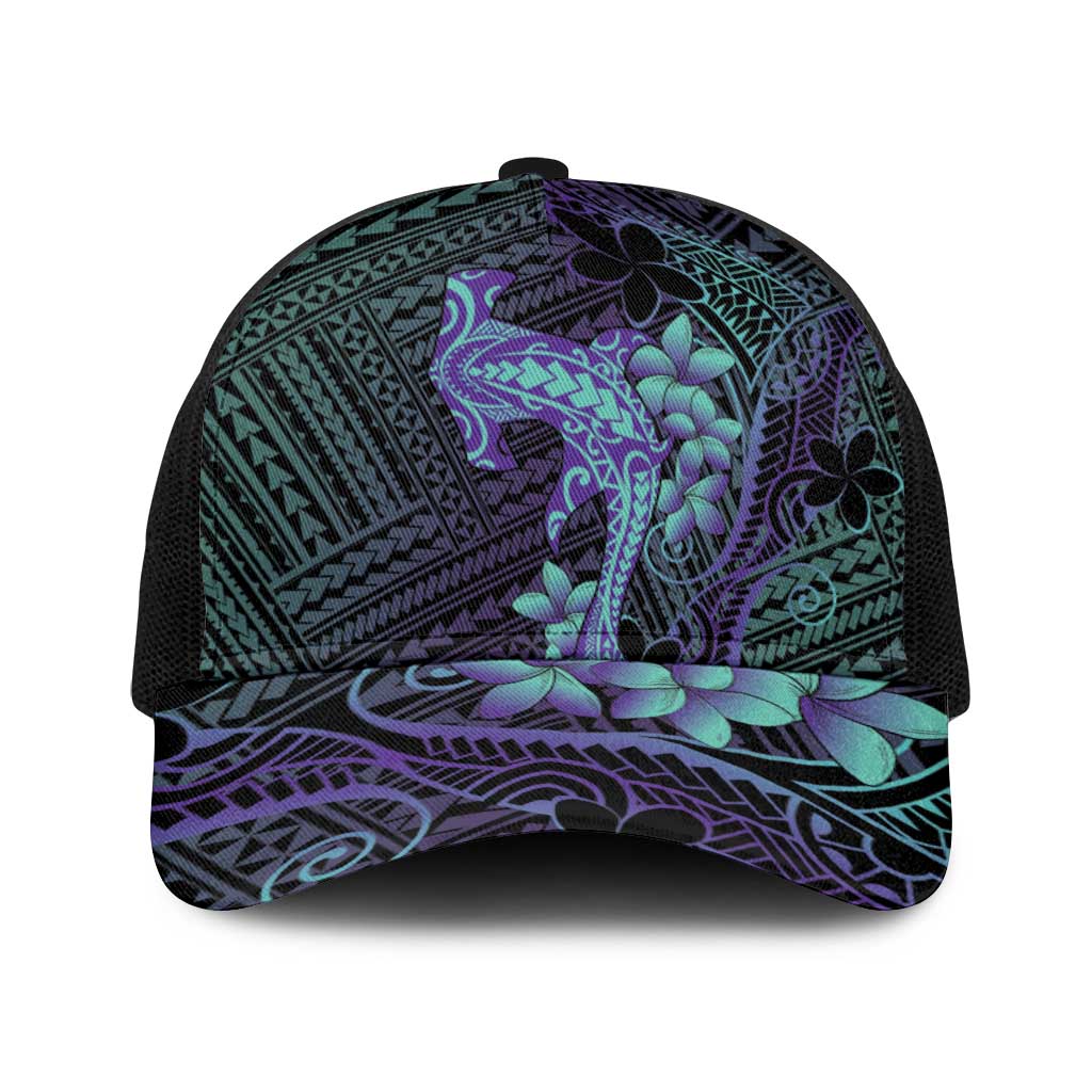 Purple Paradise Hawaii Baseball Net Cap Hammerhead Shark Tattoo Curve Polynesian - Polynesian Pride