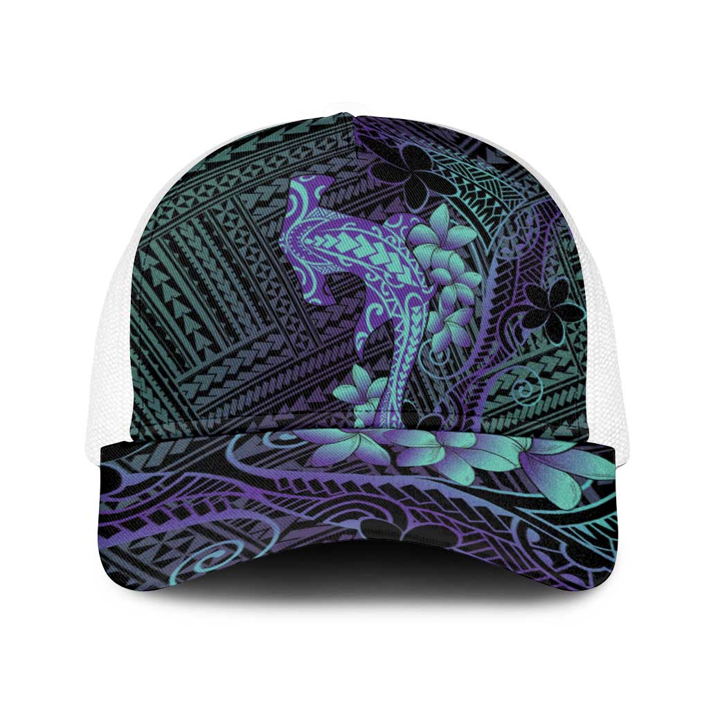 Purple Paradise Hawaii Baseball Net Cap Hammerhead Shark Tattoo Curve Polynesian - Polynesian Pride