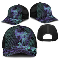 Purple Paradise Hawaii Baseball Net Cap Hammerhead Shark Tattoo Curve Polynesian - Polynesian Pride