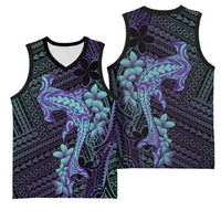 Purple Paradise Hawaii Basketball Jersey Hammerhead Shark Tattoo Curve Polynesian LT14 - Polynesian Pride