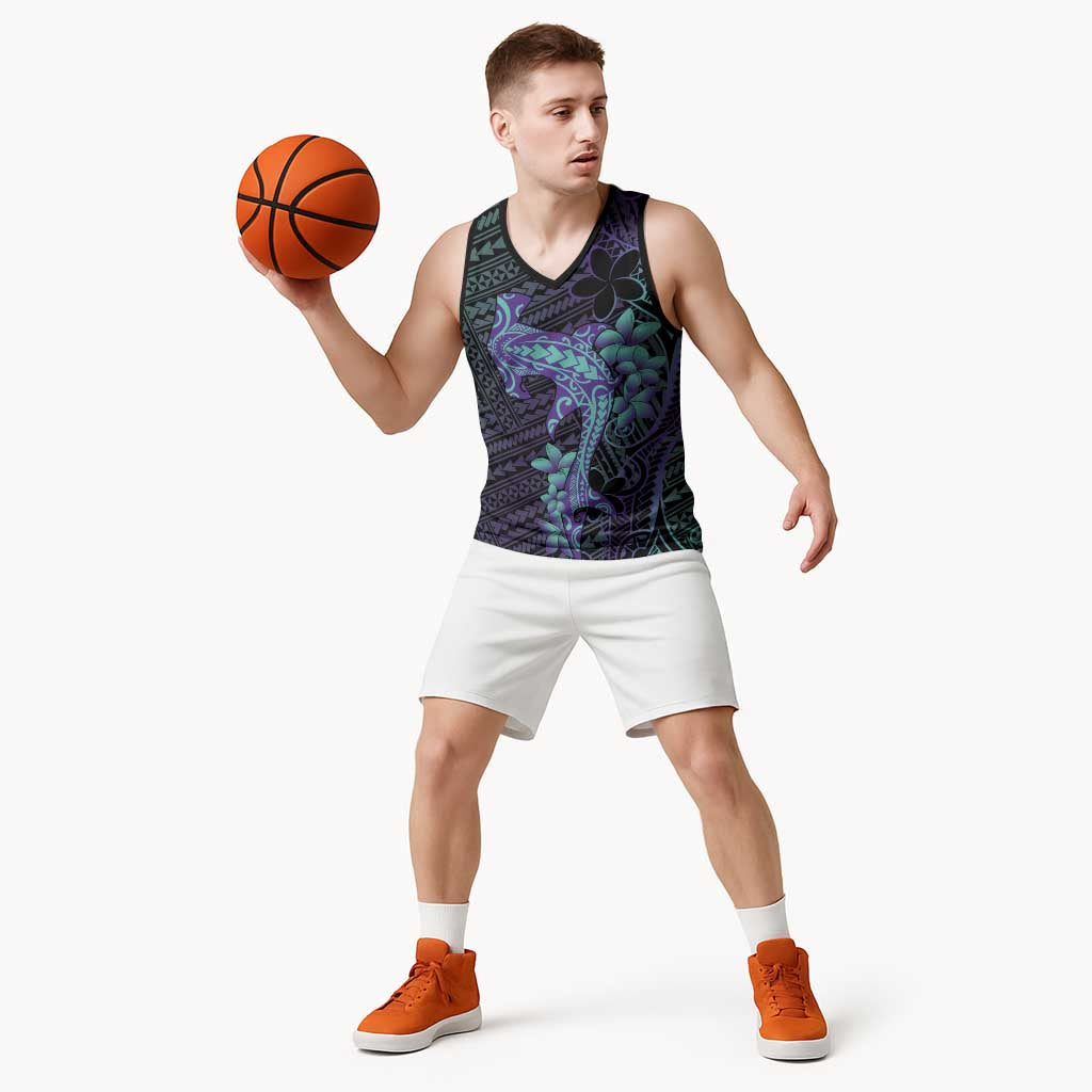 Purple Paradise Hawaii Basketball Jersey Hammerhead Shark Tattoo Curve Polynesian LT14 - Polynesian Pride