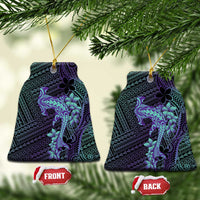 Purple Paradise Hawaii Ceramic Ornament Hammerhead Shark Tattoo Curve Polynesian - Polynesian Pride