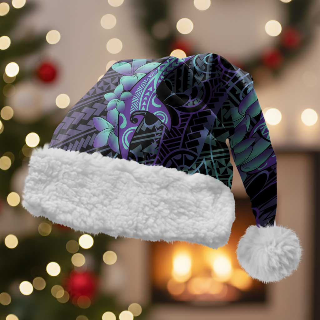 Purple Paradise Hawaii Christmas Santa Hat Hammerhead Shark Tattoo Curve Polynesian - Polynesian Pride