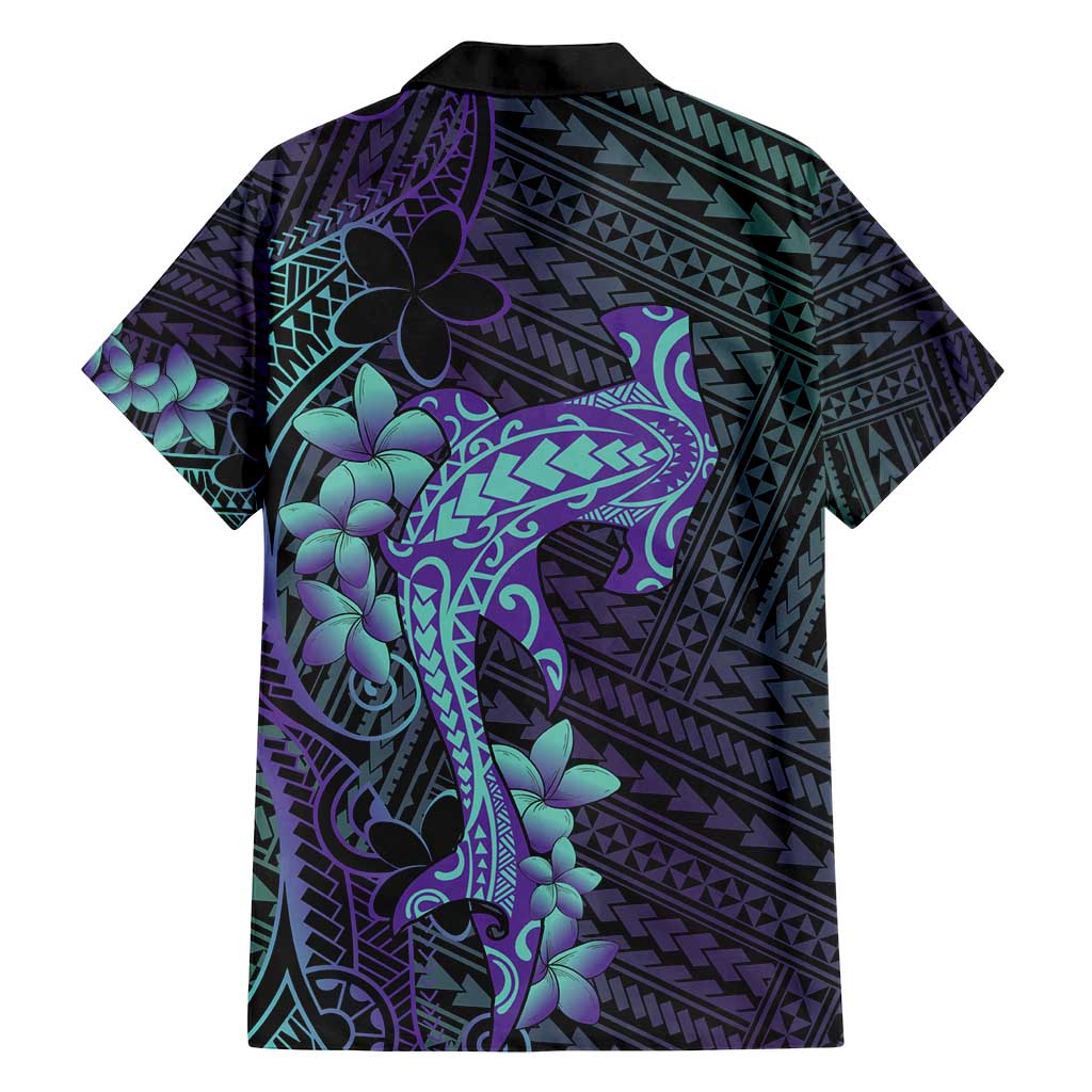 Purple Paradise Hawaii Family Matching Off Shoulder Maxi Dress and Hawaiian Shirt Hammerhead Shark Tattoo Curve Polynesian LT14 - Polynesian Pride