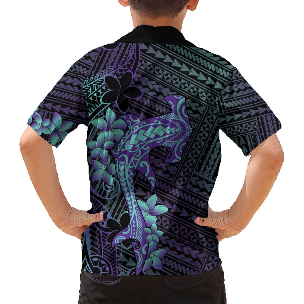 Purple Paradise Hawaii Family Matching Puletasi and Hawaiian Shirt Hammerhead Shark Tattoo Curve Polynesian LT14 - Polynesian Pride