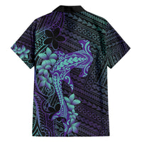 Purple Paradise Hawaii Family Matching Puletasi and Hawaiian Shirt Hammerhead Shark Tattoo Curve Polynesian LT14 - Polynesian Pride
