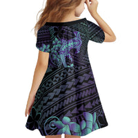 Purple Paradise Hawaii Family Matching Short Sleeve Bodycon Dress and Hawaiian Shirt Hammerhead Shark Tattoo Curve Polynesian LT14 - Polynesian Pride