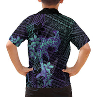 Purple Paradise Hawaii Family Matching Summer Maxi Dress and Hawaiian Shirt Hammerhead Shark Tattoo Curve Polynesian LT14 - Polynesian Pride