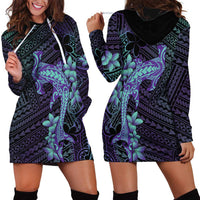 Purple Paradise Hawaii Hoodie Dress Hammerhead Shark Tattoo Curve Polynesian LT14 - Polynesian Pride