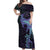 Purple Paradise Hawaii Off Shoulder Maxi Dress Hammerhead Shark Tattoo Curve Polynesian - Polynesian Pride