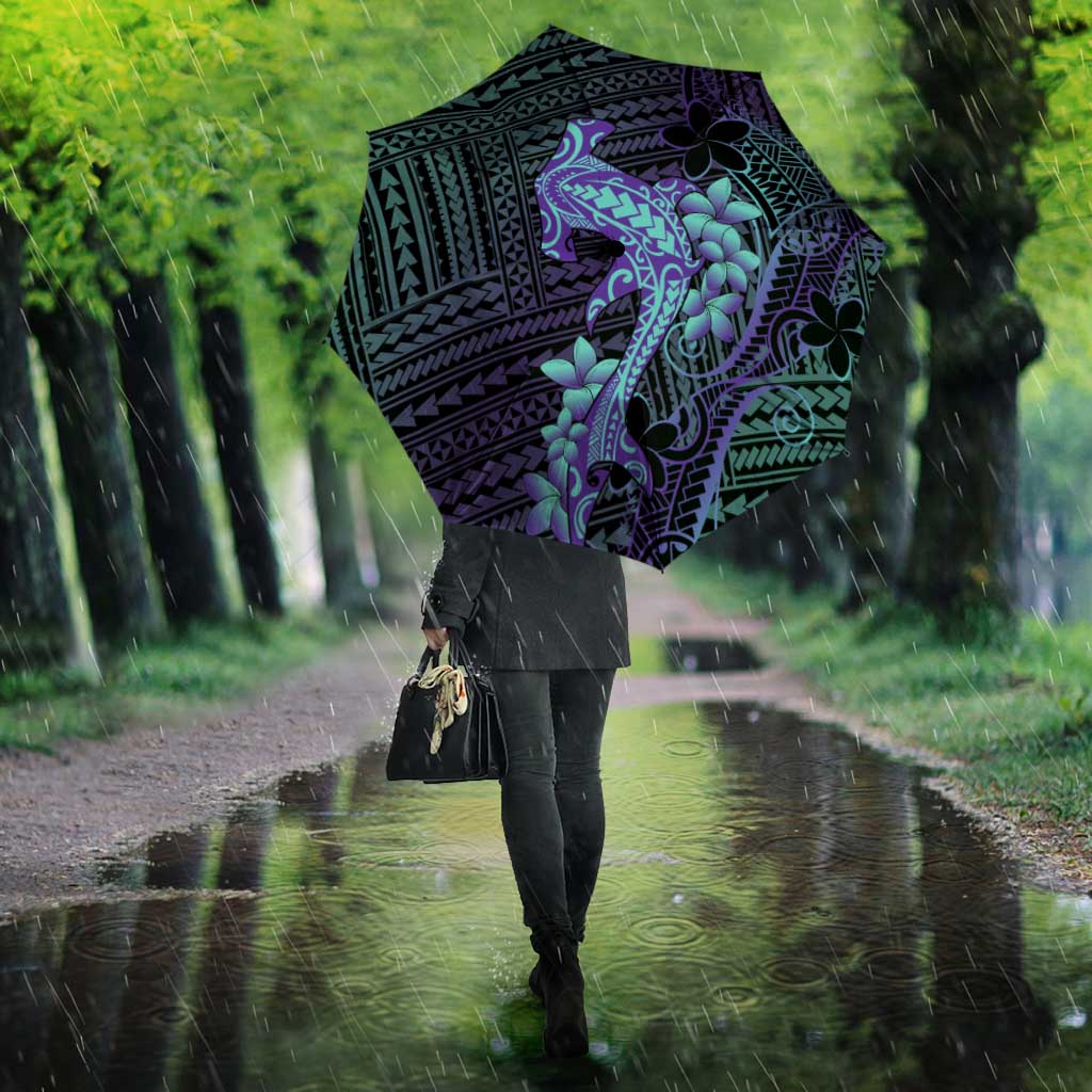 Purple Paradise Hawaii Umbrella Hammerhead Shark Tattoo Curve Polynesian - Polynesian Pride