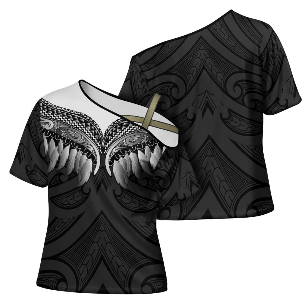 Poutama Korowai New Zealand Cross Shoulder Shirt Aotearoa Maori Tattoo LT14 - Polynesian Pride