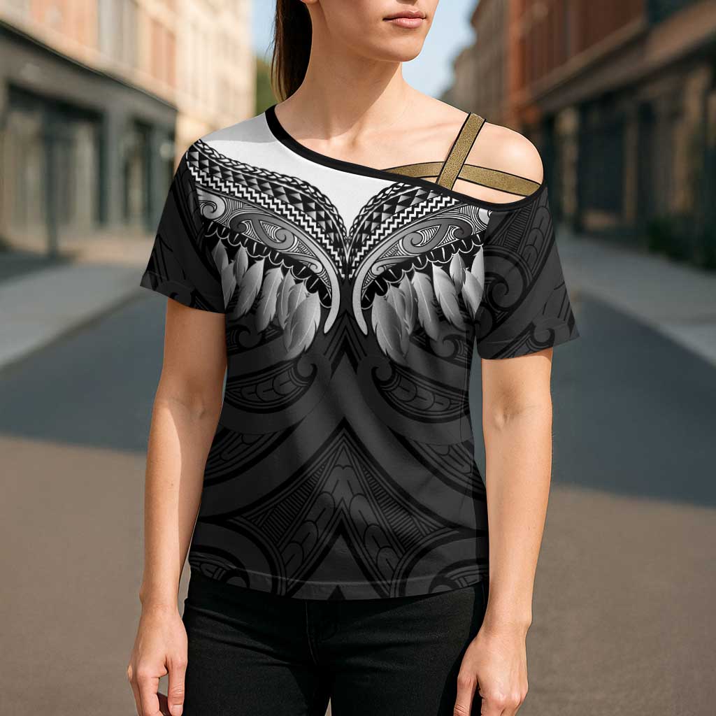 Poutama Korowai New Zealand Cross Shoulder Shirt Aotearoa Maori Tattoo LT14 - Polynesian Pride