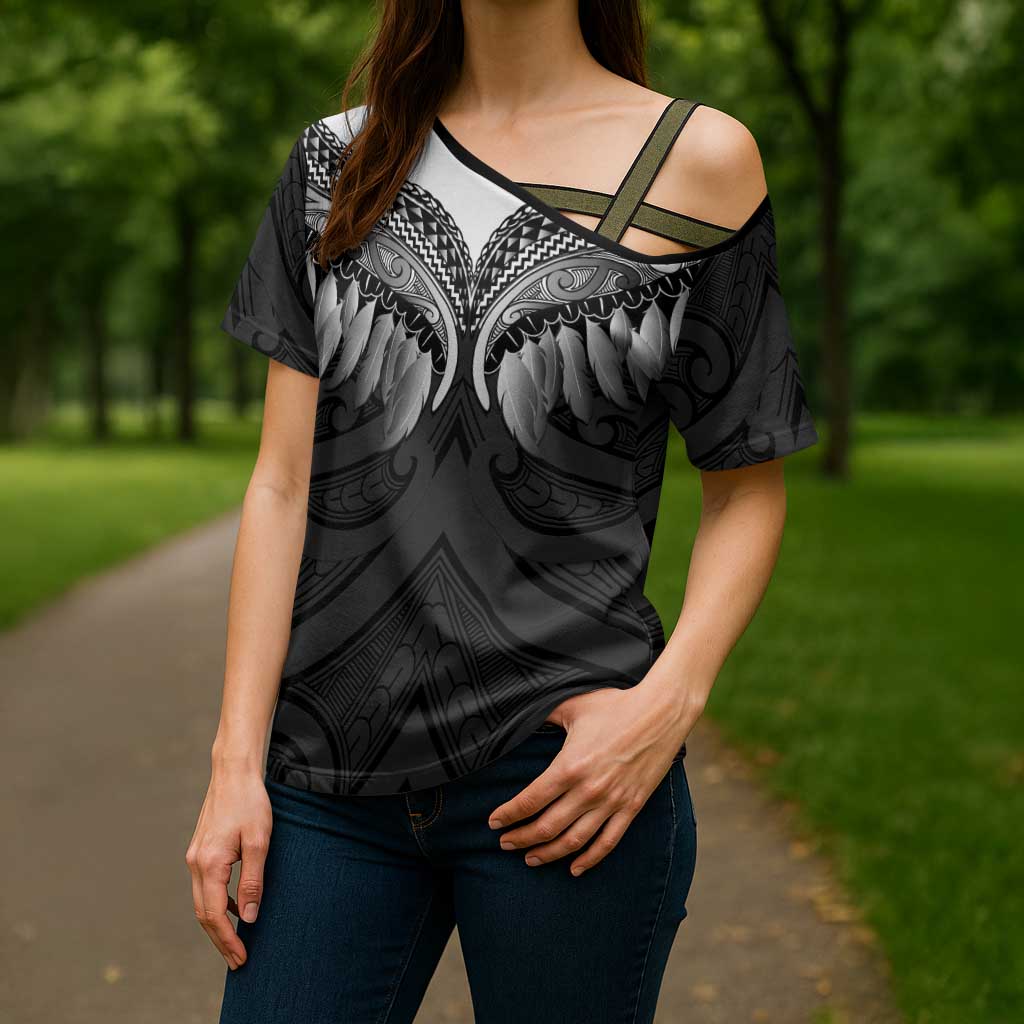 Poutama Korowai New Zealand Cross Shoulder Shirt Aotearoa Maori Tattoo LT14 - Polynesian Pride