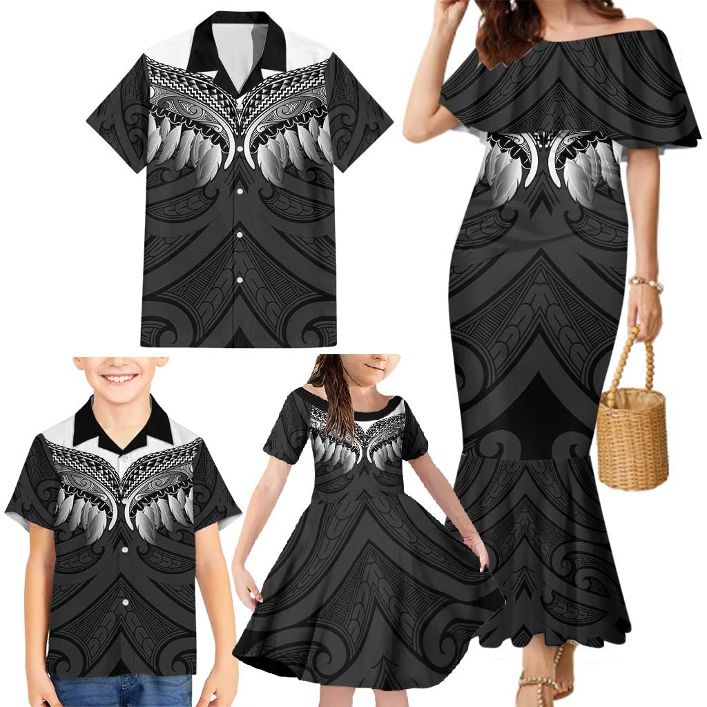 Poutama Korowai New Zealand Family Matching Mermaid Dress and Hawaiian Shirt Aotearoa Maori Tattoo LT14 - Polynesian Pride