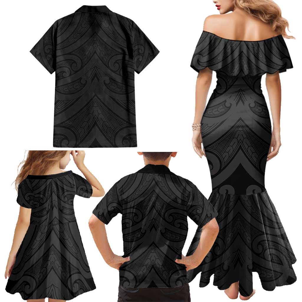 Poutama Korowai New Zealand Family Matching Mermaid Dress and Hawaiian Shirt Aotearoa Maori Tattoo LT14 - Polynesian Pride