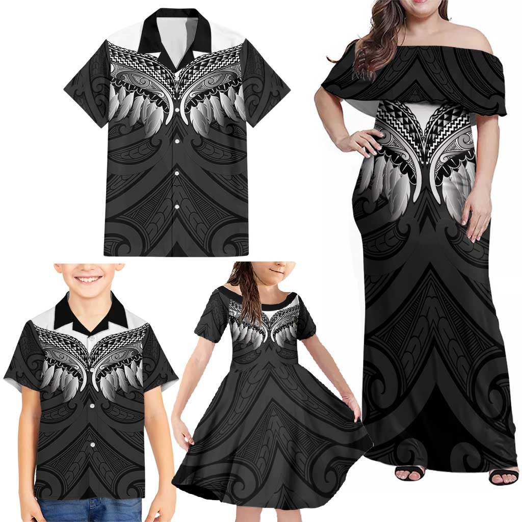 Poutama Korowai New Zealand Family Matching Off Shoulder Maxi Dress and Hawaiian Shirt Aotearoa Maori Tattoo LT14 - Polynesian Pride