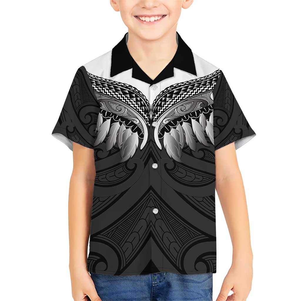 Poutama Korowai New Zealand Family Matching Short Sleeve Bodycon Dress and Hawaiian Shirt Aotearoa Maori Tattoo LT14 Son's Shirt Black - Polynesian Pride