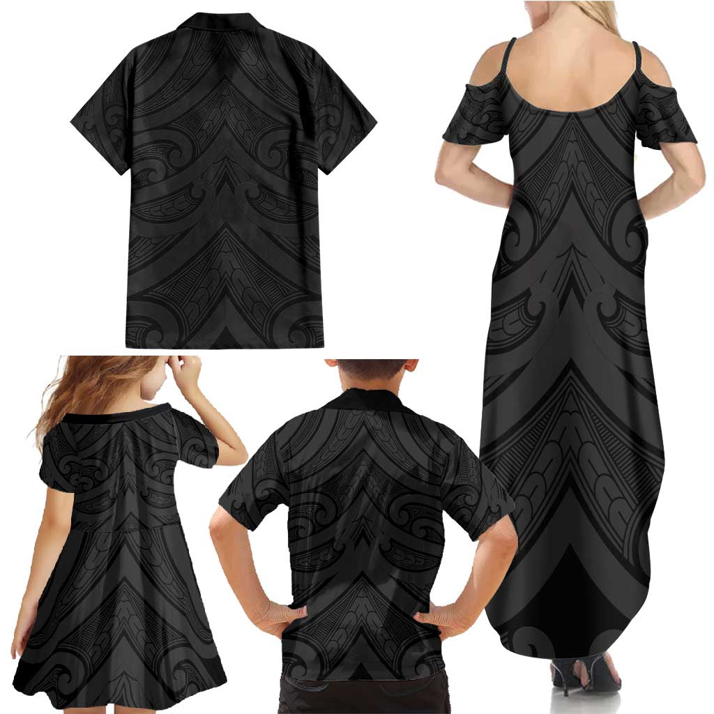 Poutama Korowai New Zealand Family Matching Summer Maxi Dress and Hawaiian Shirt Aotearoa Maori Tattoo LT14 - Polynesian Pride