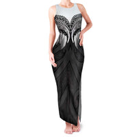 Poutama Korowai New Zealand Family Matching Tank Maxi Dress and Hawaiian Shirt Aotearoa Maori Tattoo LT14 Mom's Dress Black - Polynesian Pride