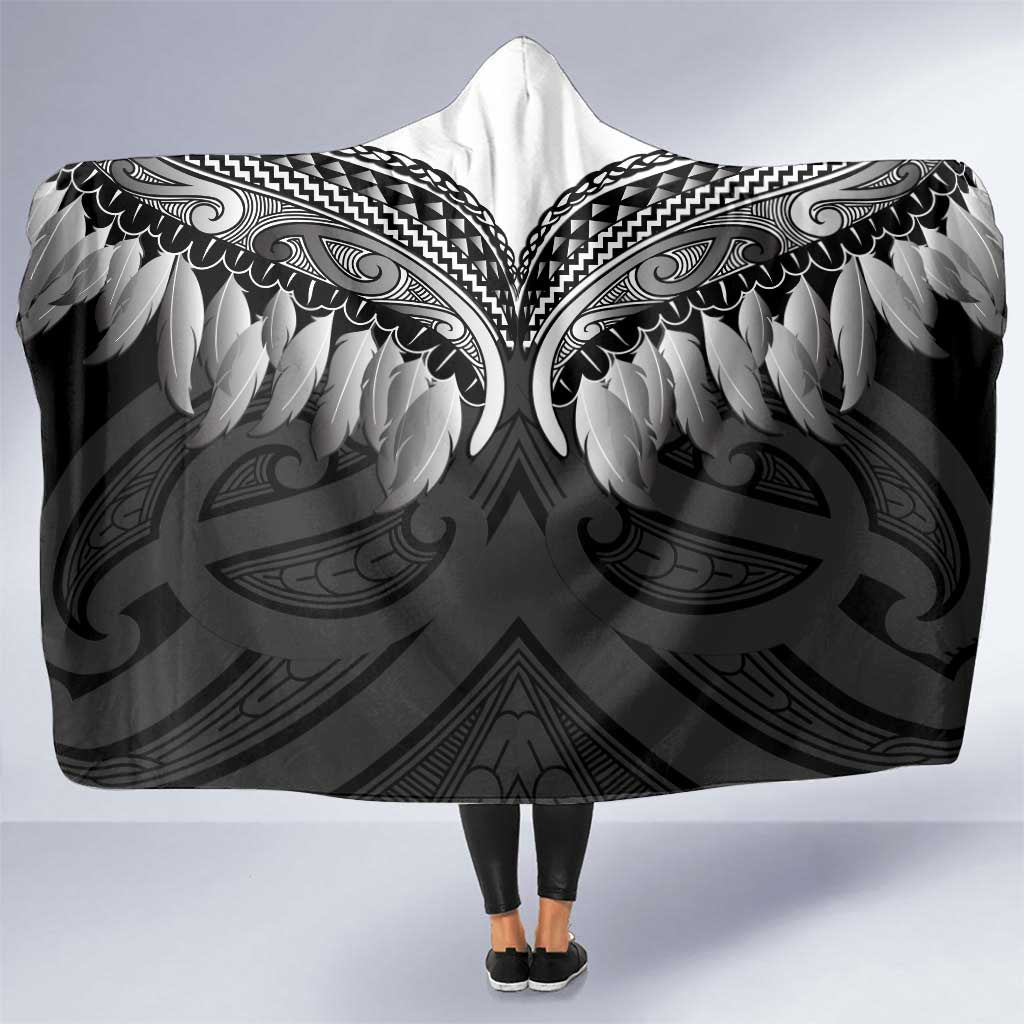 Poutama Korowai New Zealand Hooded Blanket Aotearoa Maori Tattoo LT14 One Size Black - Polynesian Pride