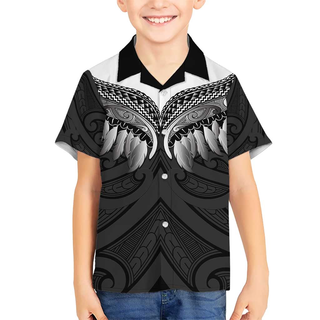 Poutama Korowai New Zealand Kid Hawaiian Shirt Aotearoa Maori Tattoo LT14 Kid Black - Polynesian Pride
