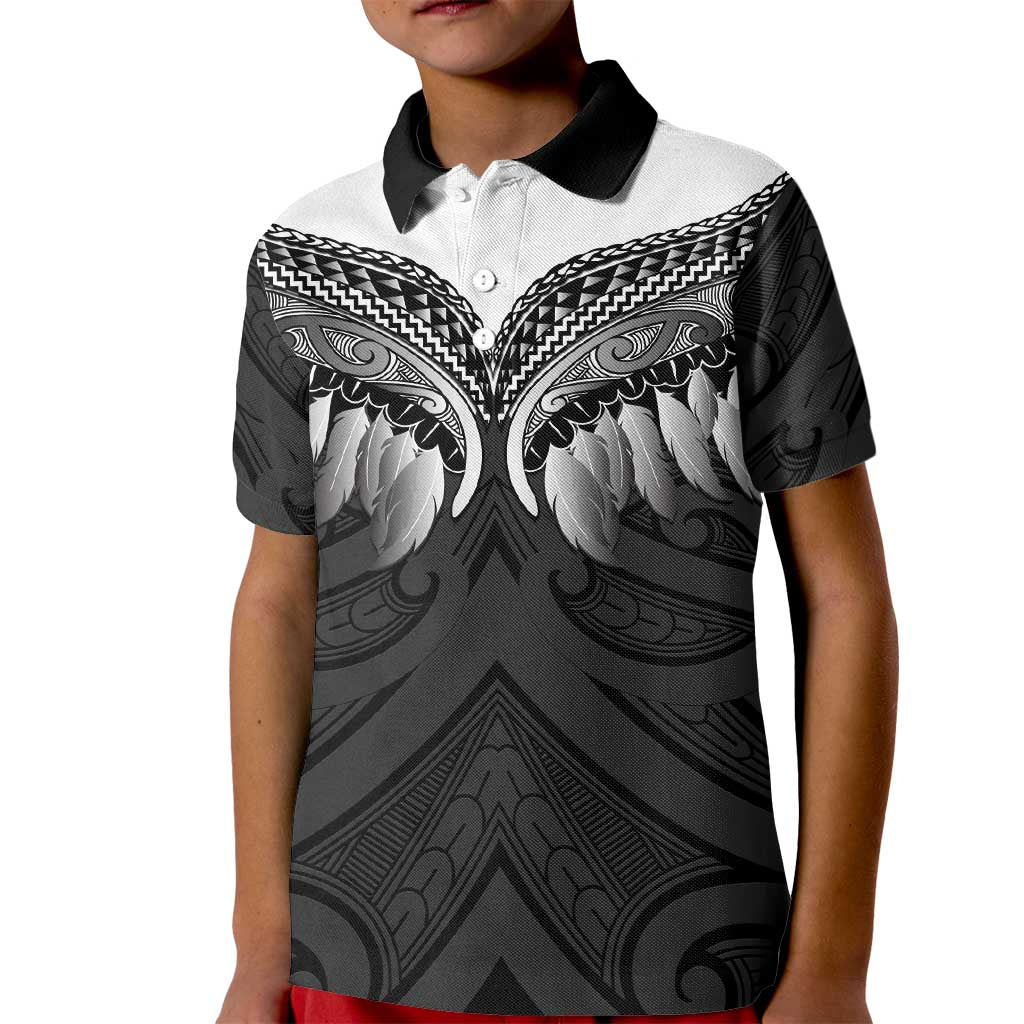 Poutama Korowai New Zealand Kid Polo Shirt Aotearoa Maori Tattoo LT14 Kid Black - Polynesian Pride