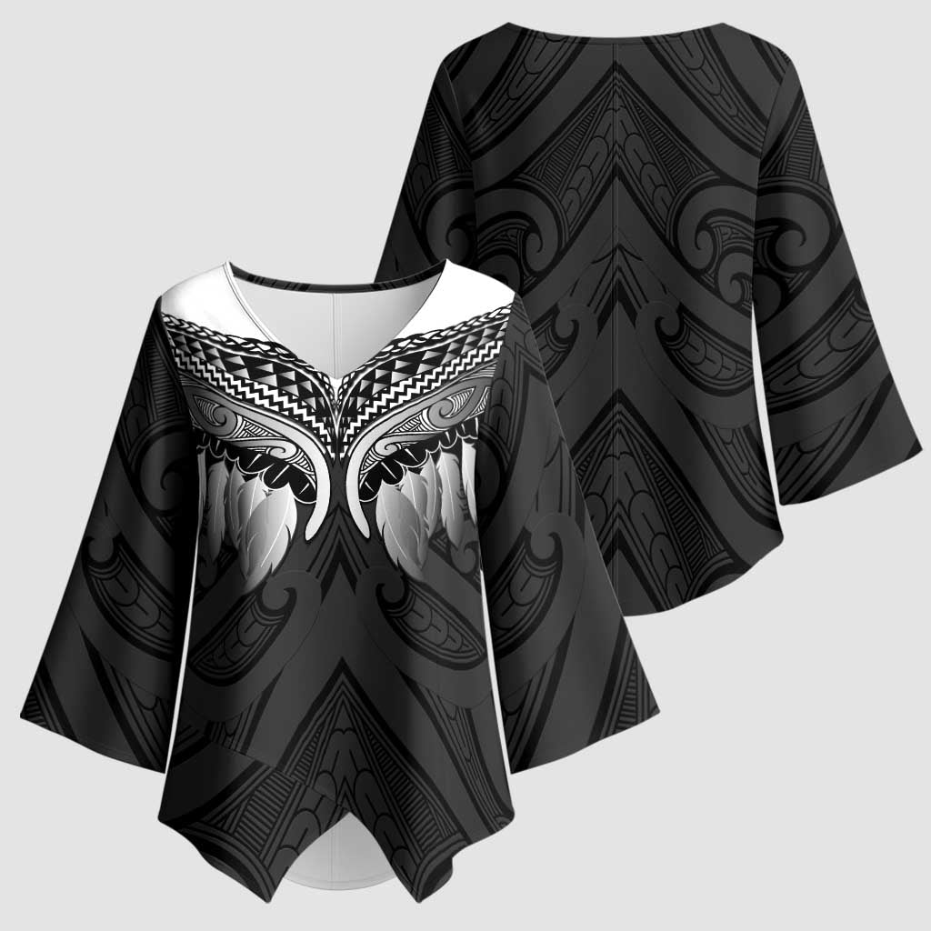 Poutama Korowai New Zealand Kimono Sleeve Blouse Aotearoa Maori Tattoo LT14 - Polynesian Pride