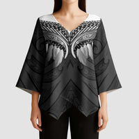 Poutama Korowai New Zealand Kimono Sleeve Blouse Aotearoa Maori Tattoo LT14 - Polynesian Pride