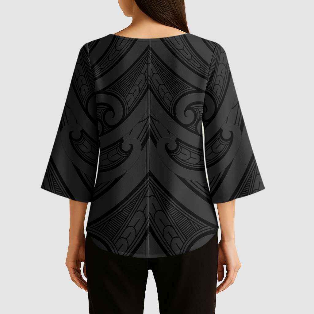Poutama Korowai New Zealand Kimono Sleeve Blouse Aotearoa Maori Tattoo LT14 - Polynesian Pride