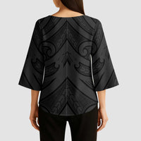 Poutama Korowai New Zealand Kimono Sleeve Blouse Aotearoa Maori Tattoo LT14 - Polynesian Pride