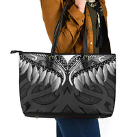 Poutama Korowai New Zealand Leather Tote Bag Aotearoa Maori Tattoo LT14 - Polynesian Pride