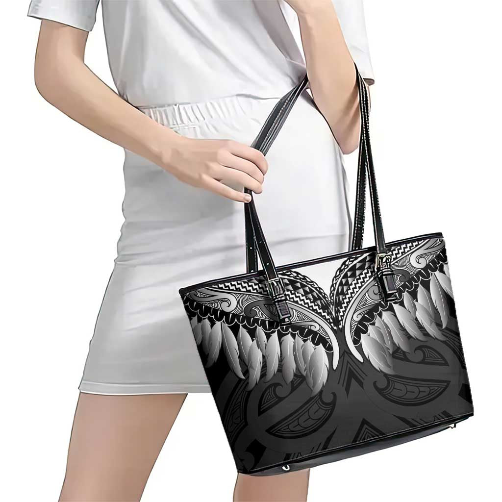 Poutama Korowai New Zealand Leather Tote Bag Aotearoa Maori Tattoo LT14 - Polynesian Pride