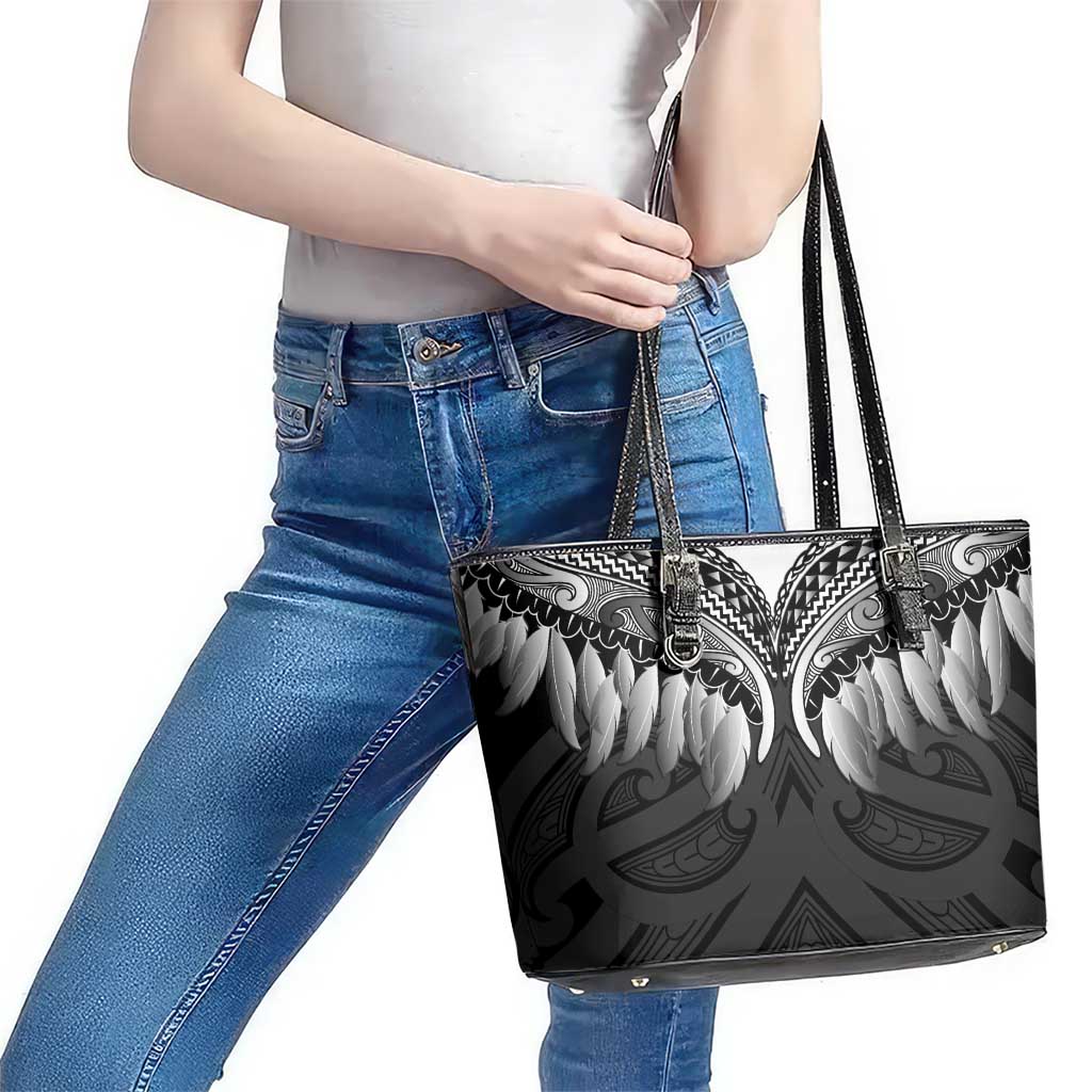 Poutama Korowai New Zealand Leather Tote Bag Aotearoa Maori Tattoo LT14 - Polynesian Pride