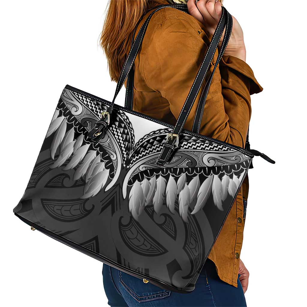 Poutama Korowai New Zealand Leather Tote Bag Aotearoa Maori Tattoo LT14 - Polynesian Pride