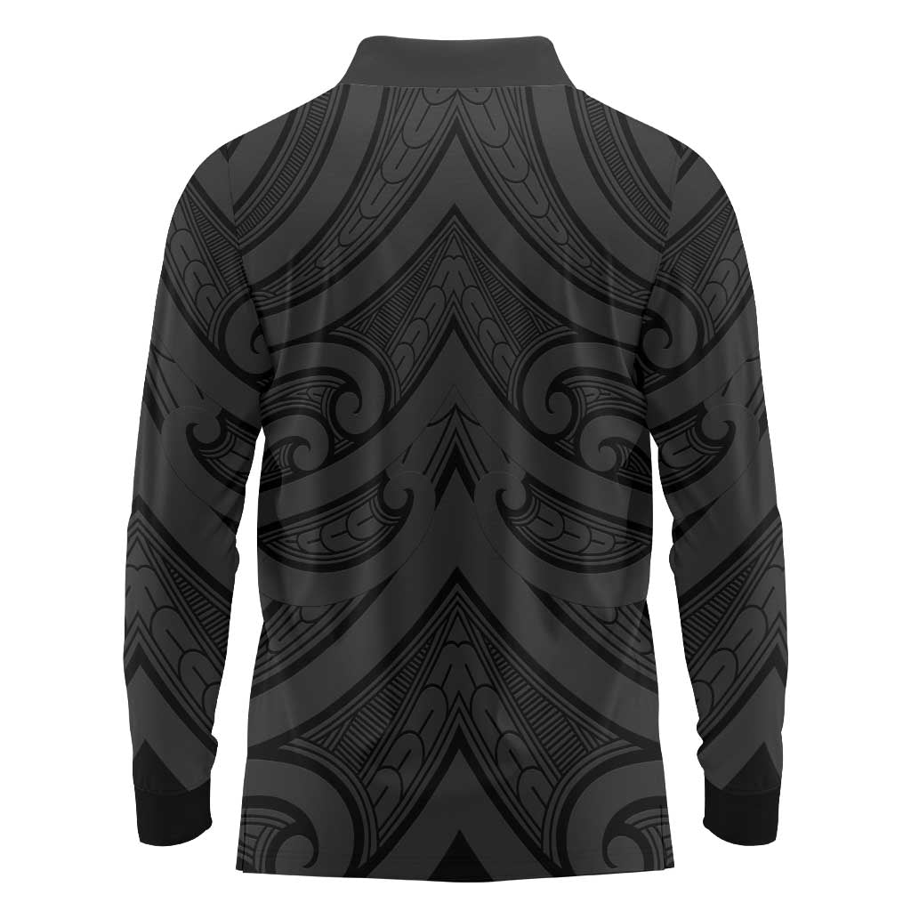 Poutama Korowai New Zealand Long Sleeve Polo Shirt Aotearoa Maori Tattoo LT14 - Polynesian Pride