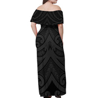 Poutama Korowai New Zealand Off Shoulder Maxi Dress Aotearoa Maori Tattoo LT14 - Polynesian Pride