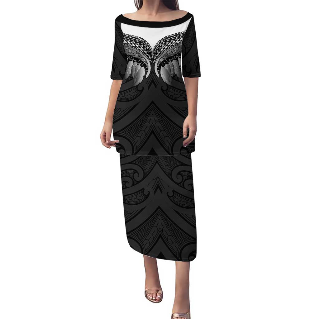 Poutama Korowai New Zealand Puletasi Aotearoa Maori Tattoo LT14 Long Dress Black - Polynesian Pride