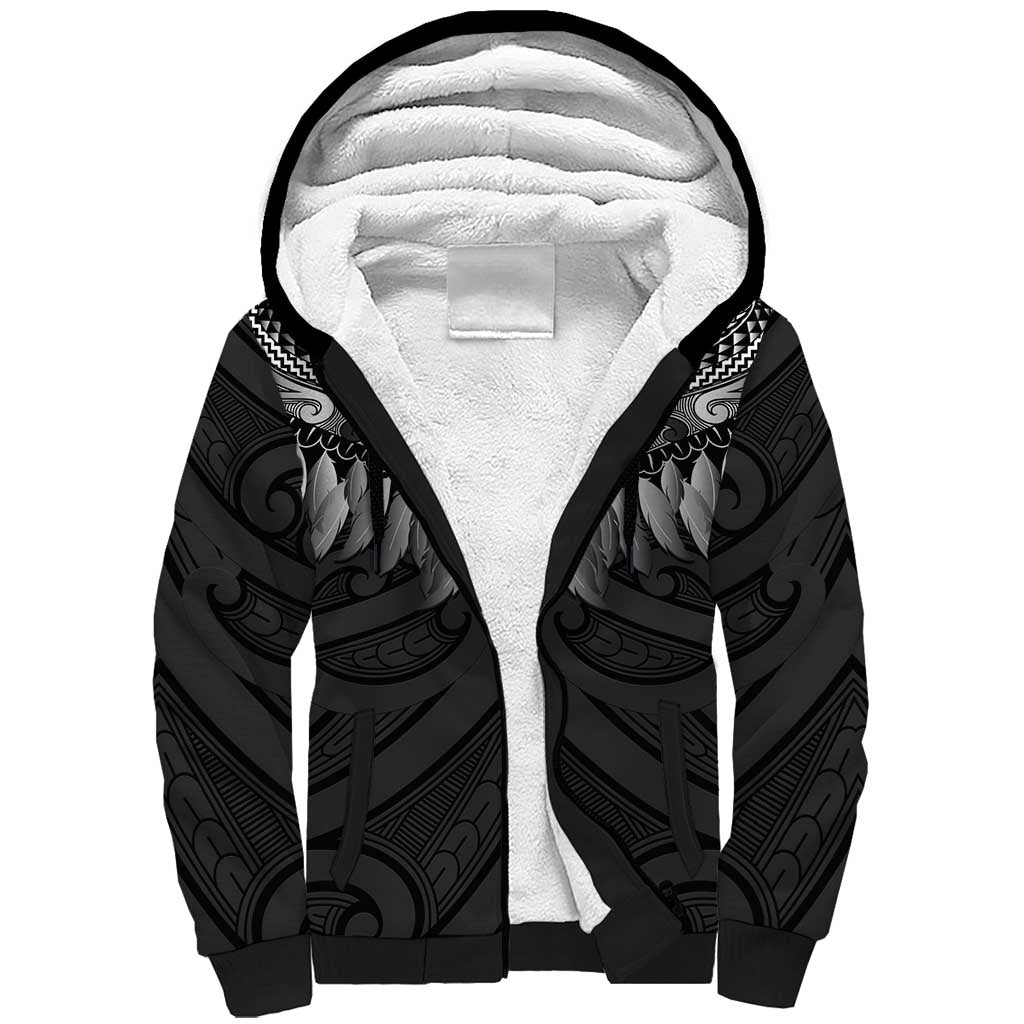 Poutama Korowai New Zealand Sherpa Hoodie Aotearoa Maori Tattoo LT14 Unisex Black - Polynesian Pride