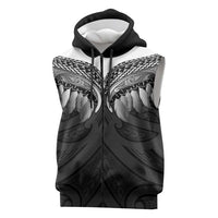 Poutama Korowai New Zealand Sleeveless Zip Hoodie Aotearoa Maori Tattoo LT14 Black - Polynesian Pride