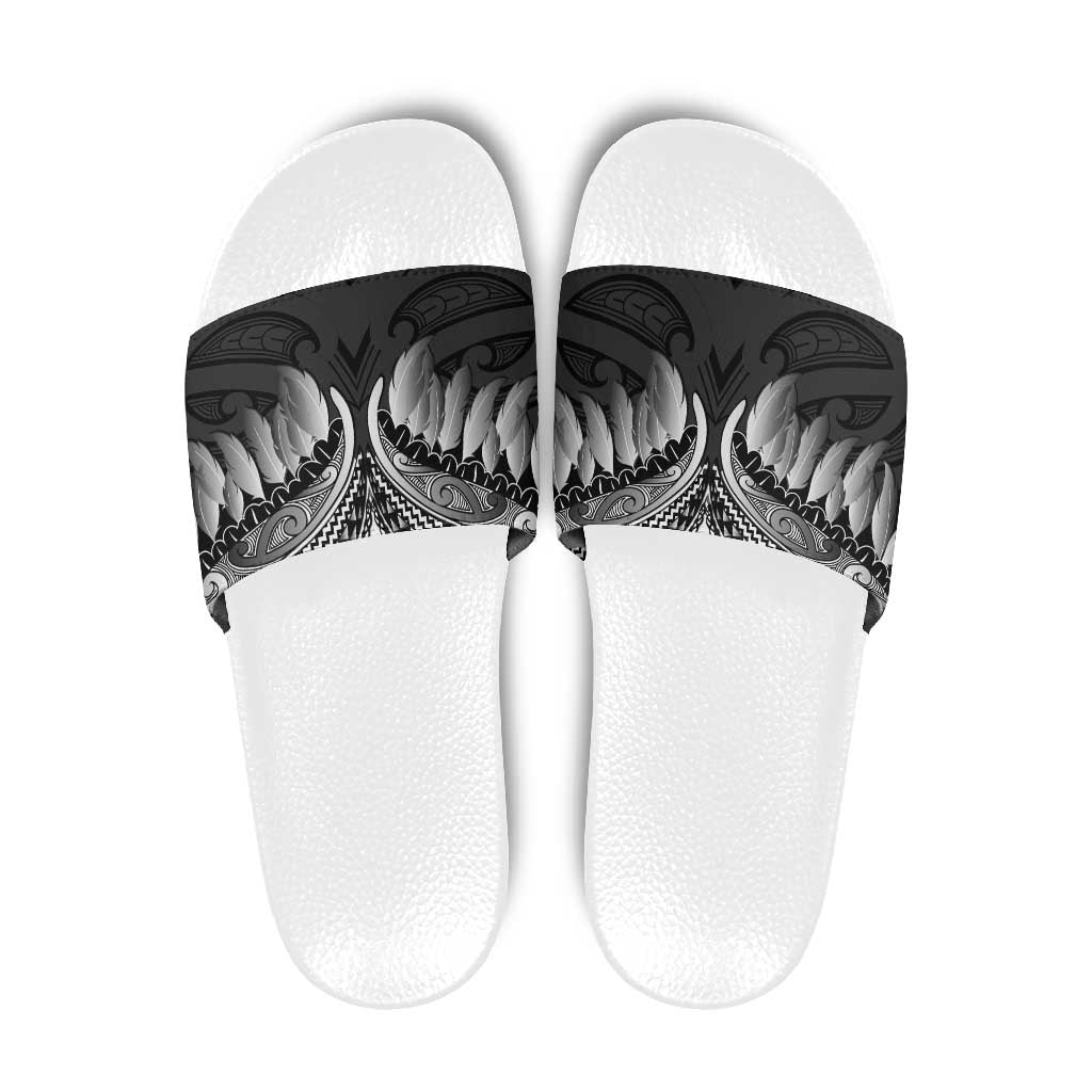 Poutama Korowai New Zealand Slide Sandals Aotearoa Maori Tattoo LT14 Black - Polynesian Pride
