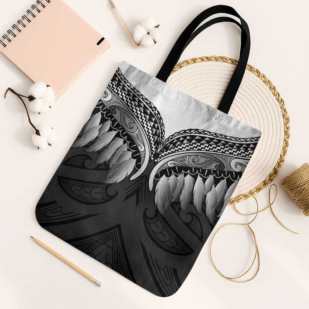 Poutama Korowai New Zealand Tote Bag Aotearoa Maori Tattoo LT14 Black Strap One Size Black - Polynesian Pride